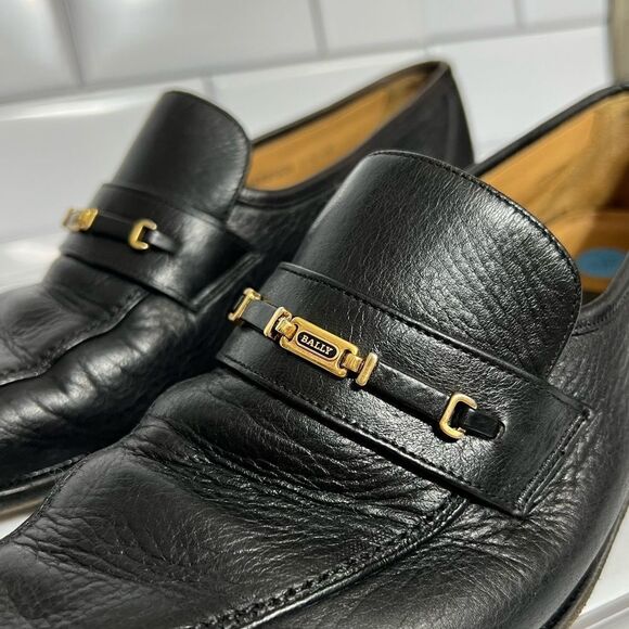 Bally Loafers Men’s Dress Shoes Black Leather Slip On’s Size 8 - Picture 3 of 15